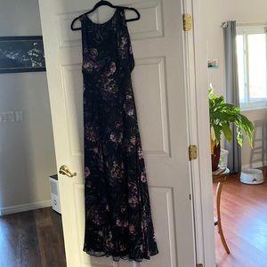 Black with purple floral long dress